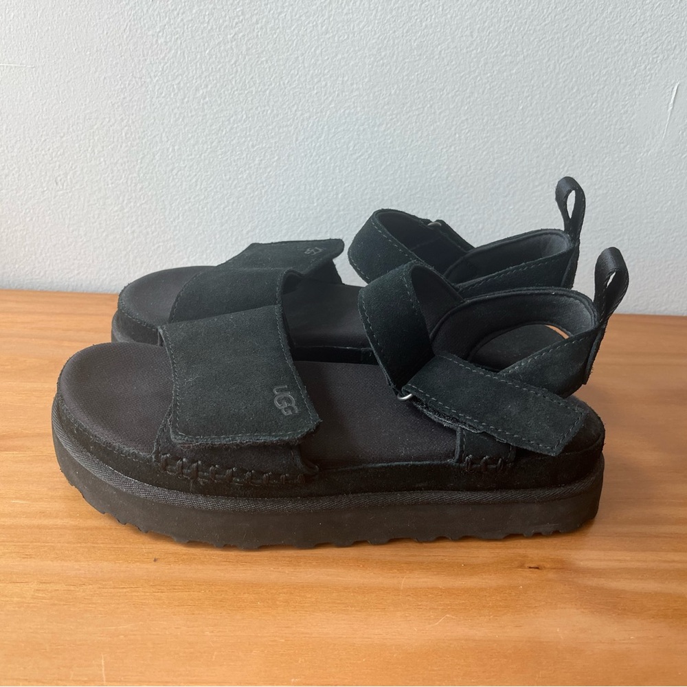 UGG Goldenstar Black Suede Sandal, US Women 10
